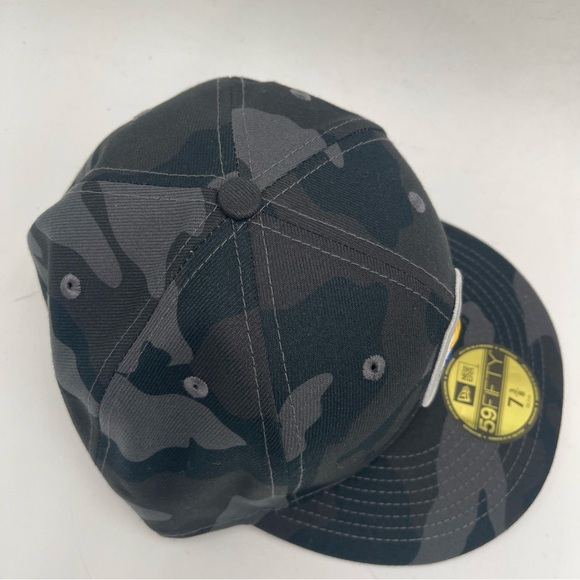 NEW ERA PITTSBURGH STEELERS MENS BLACK CAMO 59FIFTY FITTED HAT 7 3/8 - Picture 5 of 7